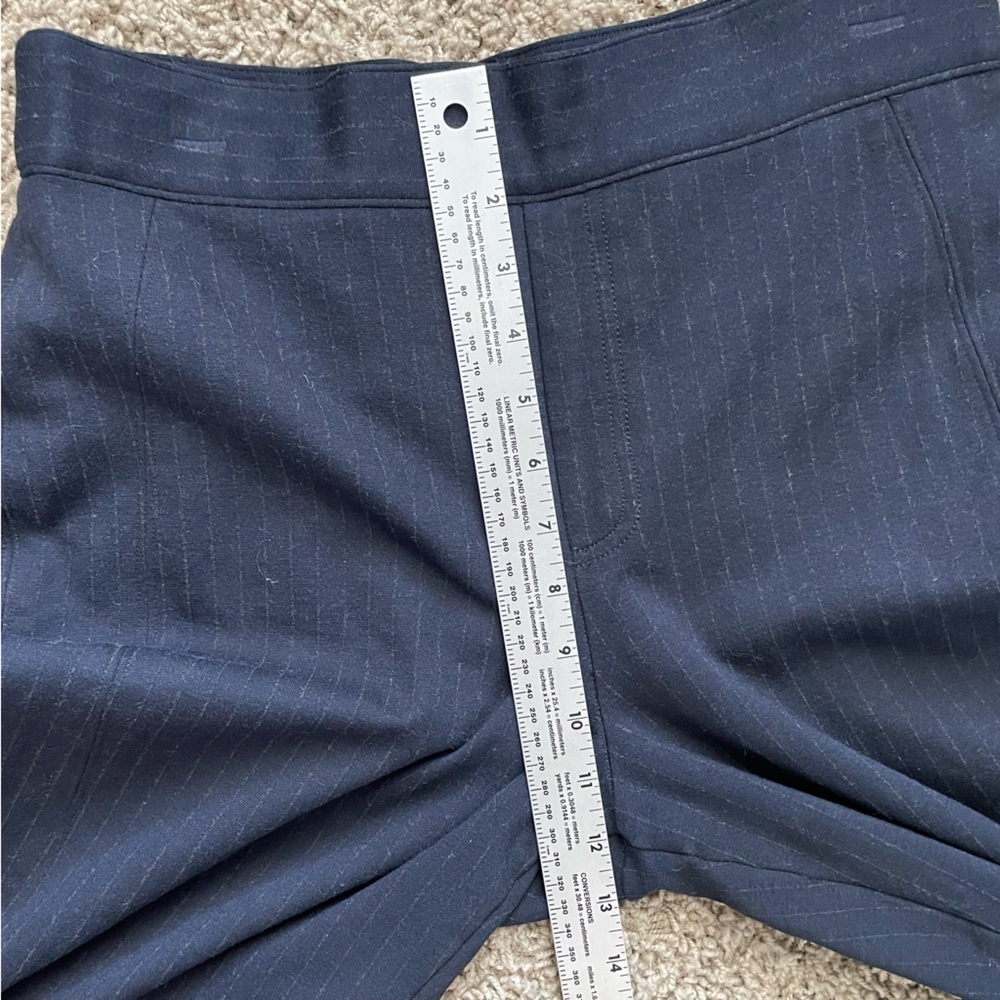 SPANX PerfectFit Ponte Slim Straight Pant in Navy Pinstripe Pull-on pants sz L - Picture 8 of 12